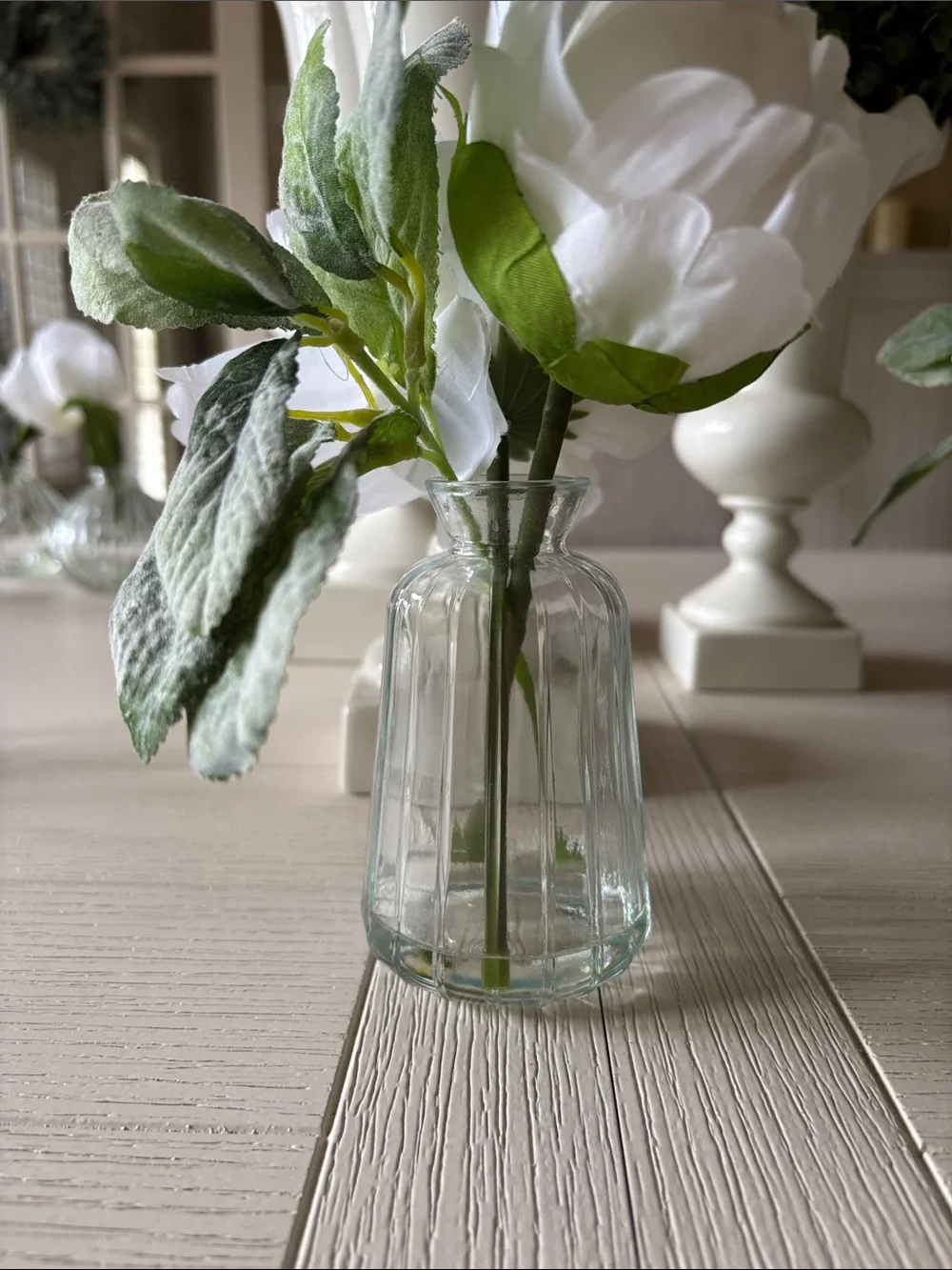Vase with faux flowers NWOT
